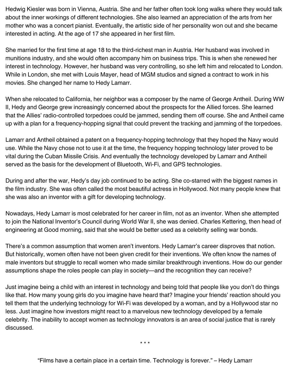 The WVU Society of Women Engineers has unveiled their "Women Inventors in History" series. Read more about Hedy Lamarr here!