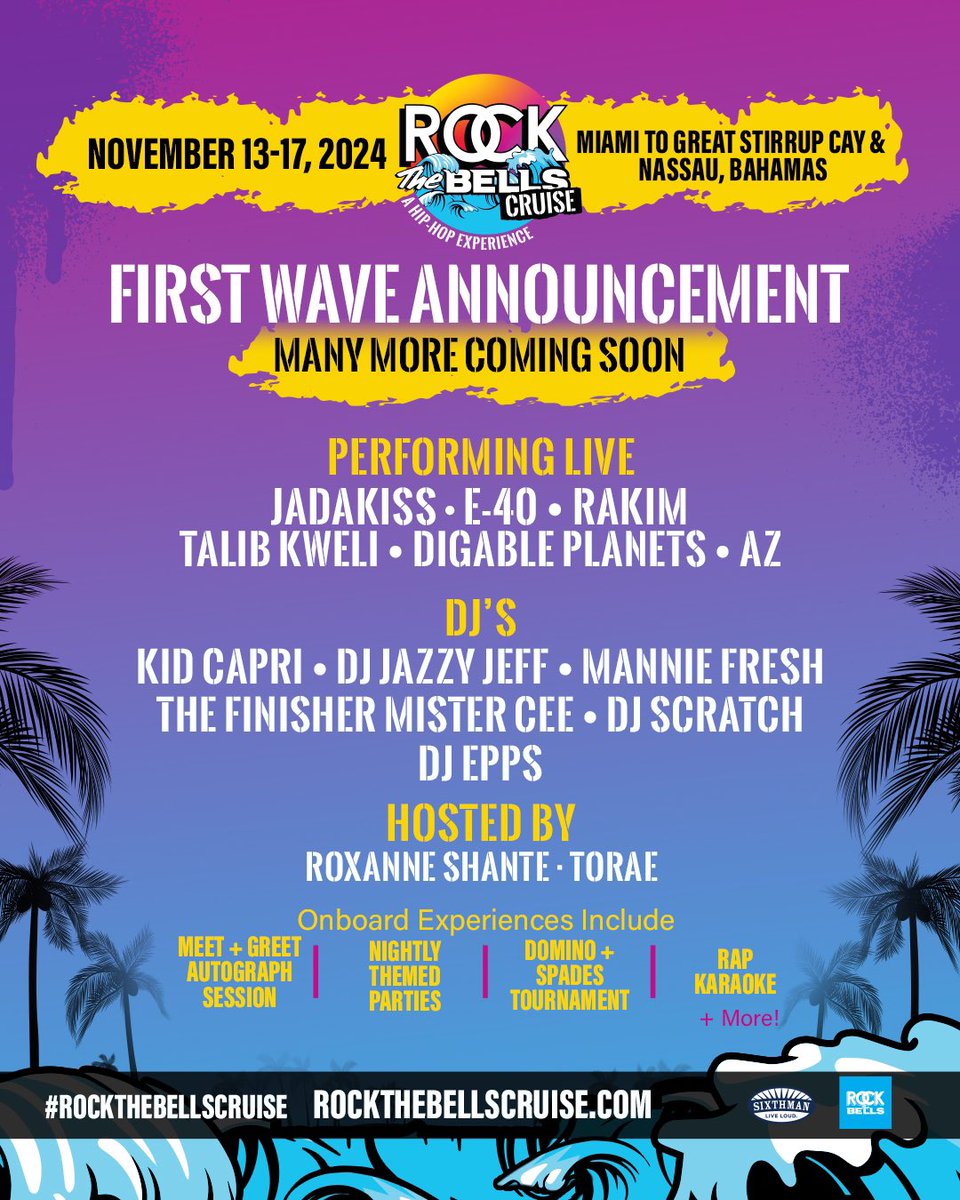 The first wave is HERE! 🌊 Cabins are on sale NOW for #rockthebellscruise, Nov. 13-17, 2024 from Miami to the Bahamas. Secure your spot now for as low as $100 down per person at rockthebellscruise.com Cabin prices will increase on March 14, so don’t wait! @RockTheBells