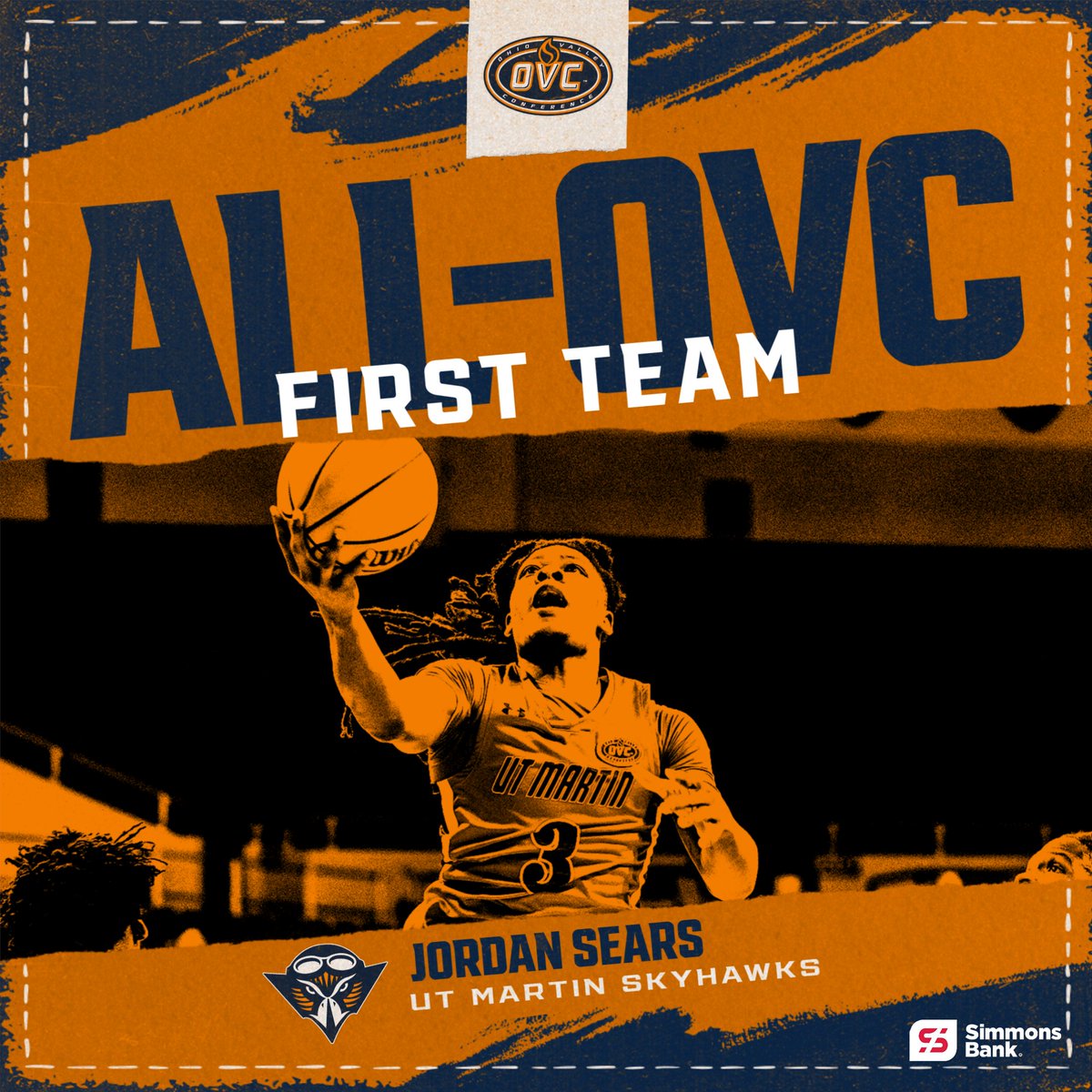 Congratulations to <a href="/SkyhawkHoops/">UT Martin Basketball</a> junior Jordan Sears, who was named to the All-OVC first team today!

Sears is the ONLY NCAA D-I men's player to average:
🏀 20+ points/gm (OVC-best 21.2 ppg)
🏀 4.5+ rebounds/gm
🏀 4.5+ assists/gm
🏀 40%+ from 3-point land

#MartinMade | #OVCit