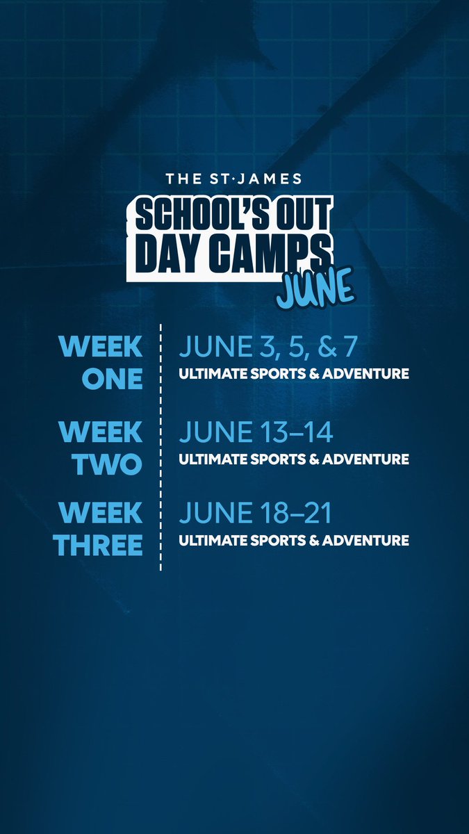 We’ve got your kids covered for the remainder of their student holidays! Daily and weekly options available to cater to your needs. Visit thestjames.com/camps for more information! 🚸