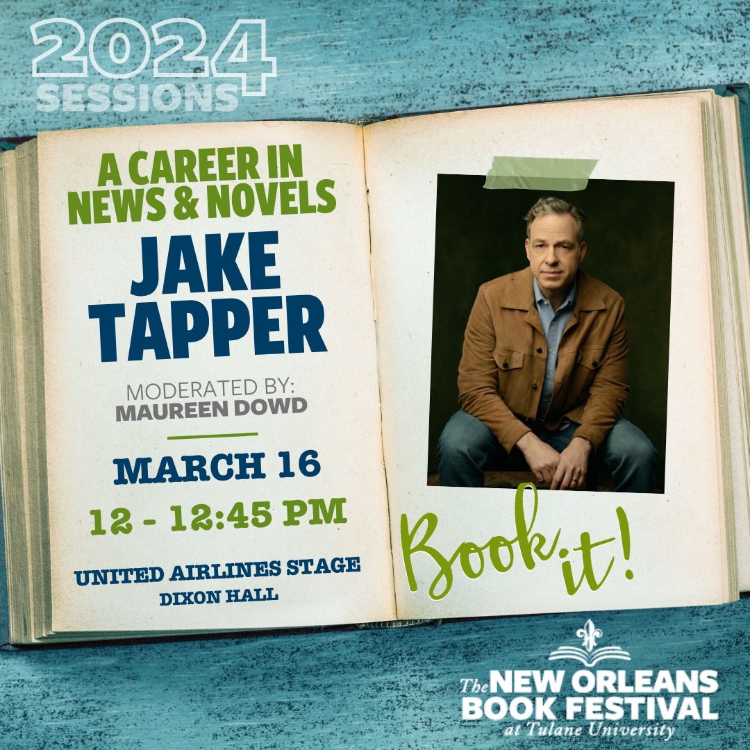 I'm excited to join bestselling authors, novelists, historians, poets, and writers at @NOLABookFest on March 14-16! Learn more: bookfest.tulane.edu/schedule