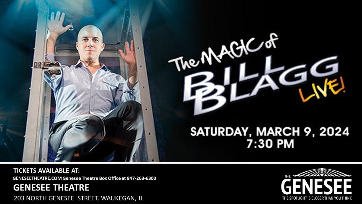 City of Waukegan (@cityofwaukegan) on Twitter photo #explorewaukegan - Magician and top touring illusionist, Bill Blagg <a href="/billblaggmagic/">Bill Blagg</a>, will be performing live at the <a href="/GeneseeTheatre/">Genesee Theatre</a> on March 9. Blagg, grew up in Zion and graduated from Zion-Benton High in 1998, has been a professional magician for more than two decades. #explorewaukegan - Magician and top touring illusionist, Bill Blagg <a href="/billblaggmagic/">Bill Blagg</a>, will be performing live at the <a href="/GeneseeTheatre/">Genesee Theatre</a> on March 9. Blagg, grew up in Zion and graduated from Zion-Benton High in 1998, has been a professional magician for more than two decades.
