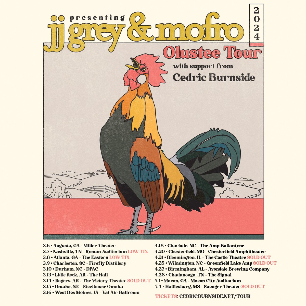 Looking forward to sharing new music from ‘Hill Country Love’ on the road! My tour with @JJGREYandMOFRO starts tomorrow!! Get tickets below and let me know in the comments where I’ll be seeing you 🙌🏿 🎟️ cedricburnside.net/tour