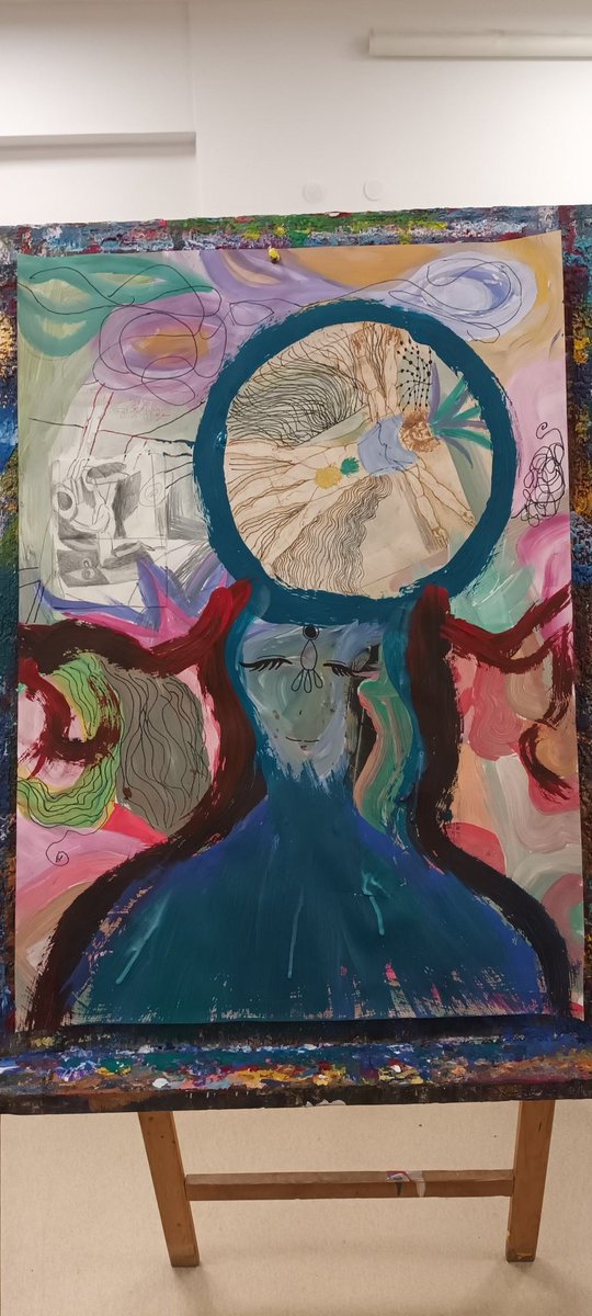 GabrieleSu62011's tweet photo. Here's my another art work from my art school 🏫 ✨️ 💓 💛 💖 💕 my watercolour +graphic art illustration and my first oc art 
Dimensioca The Goddess of Dimensions, wackynas and all fun #beginnerartist #myart #myoc #myillustration #watercolour #graphicart #illustrationart https://t.co/bzWGWDyxXS