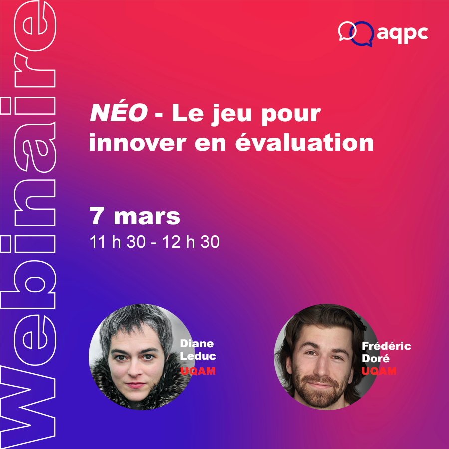 nperreault's tweet photo. | Les webinaires de l'AQPC : gratuits, ouverts à tous et avec interprétation simultanée | Découvrons un jeu de table pour repenser ses pratiques évaluatives et créer des évaluations originales. https://t.co/NCviGiYK3j
@AQPedCol @opieva_uqam https://t.co/BAIvrK4YKK