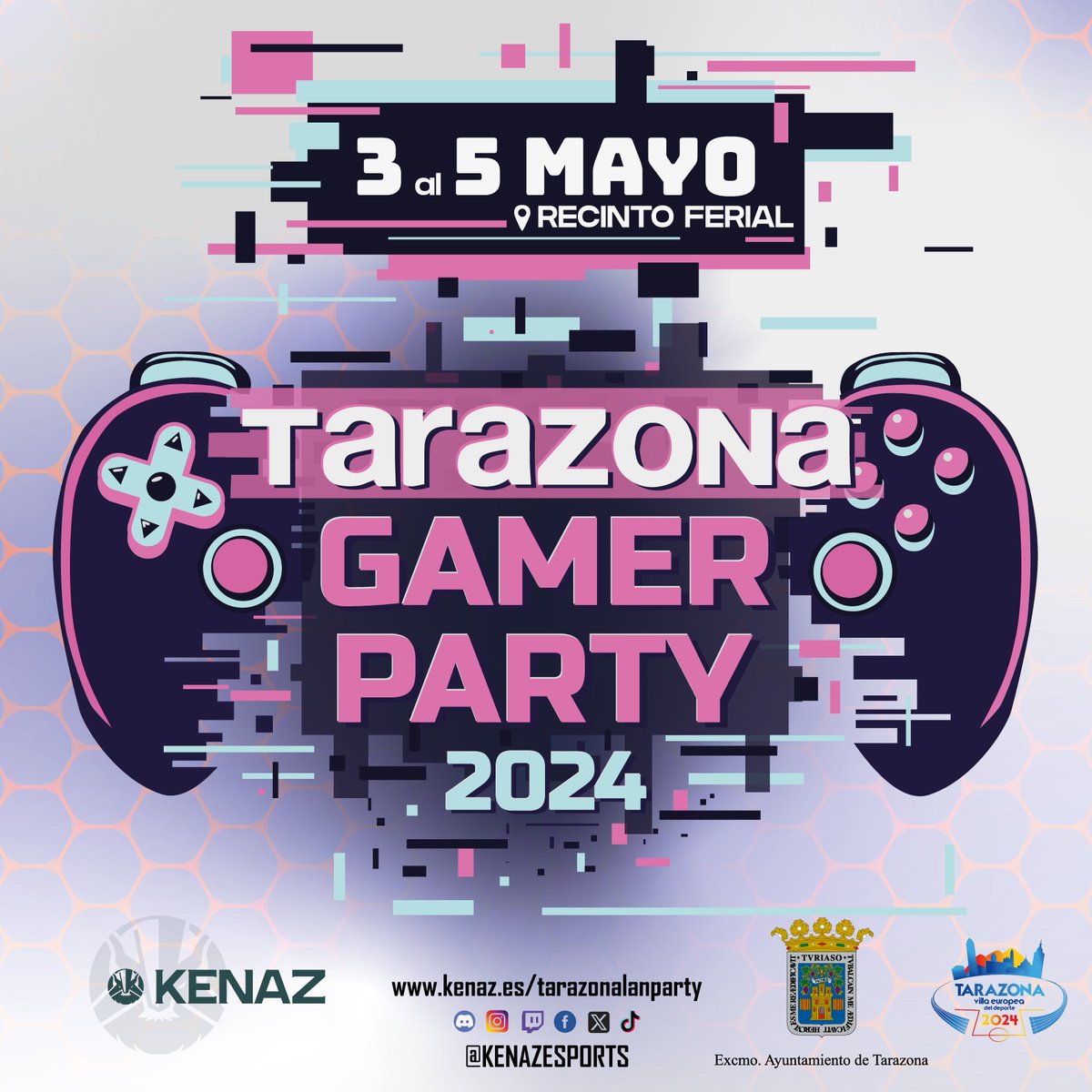 KenazESports's tweet photo. Este 3, 4 y 5 de Mayo vuelve Tarazona Gamer Party.

🎮Zona Gamer Gratuita con PS5, Realidad virtual, Simulador de carreras y Just Dance.

👾LAN PARTY de 50h y más de 1000€ en premios.  

Información y entradas desde 20€
https://t.co/okQQXnMA1h

@AytoTarazona y @kenazesports https://t.co/xqkPe3vuKY