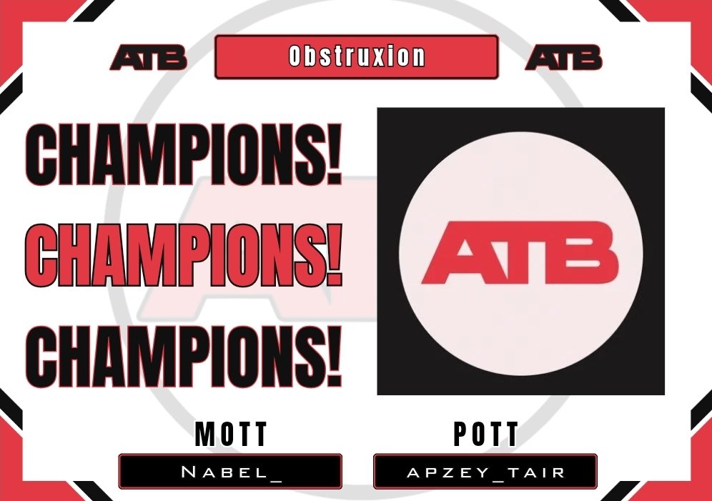 ATB Pro Clubs Tournaments (@atbproclubs) on Twitter photo 🏆| ATB RESULTS!🏆 
📅|  1/03/24
⚽️| 28 team (side C)
 ————————— 
🥇- Obstruxion
🥈- Dvrrel Team 
🏁 5-2 
👔MOTT - nabel_
⭐️POTT - apzey_tair
————————-
Thanks once again to all who participated!
#ATB #FC24 #eSports #11v11 #proclubs 🏆| ATB RESULTS!🏆 
📅|  1/03/24
⚽️| 28 team (side C)
 ————————— 
🥇- Obstruxion
🥈- Dvrrel Team 
🏁 5-2 
👔MOTT - nabel_
⭐️POTT - apzey_tair
————————-
Thanks once again to all who participated!
#ATB #FC24 #eSports #11v11 #proclubs