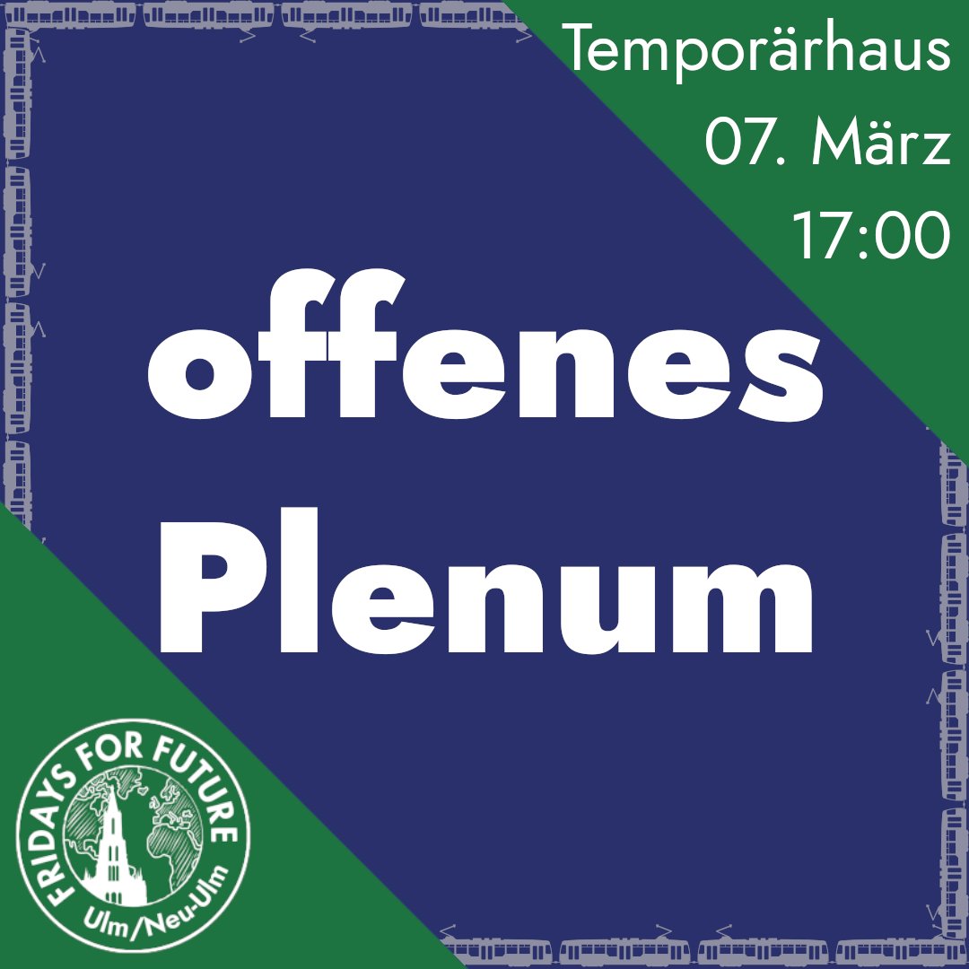 🌍Fühlst du dich frustriert über die aktuelle Klimapolitik?🌍

💔 Möchtest du etwas ändern? 💔

💚  Komm zum offenen Plenum, um dich zu vernetzen, Neues zu lernen und aktiv zu werden! 💚 

#fridaysforfuture #klimastreik #climatestrike #klimakrise #climatecrisis #klima #climate