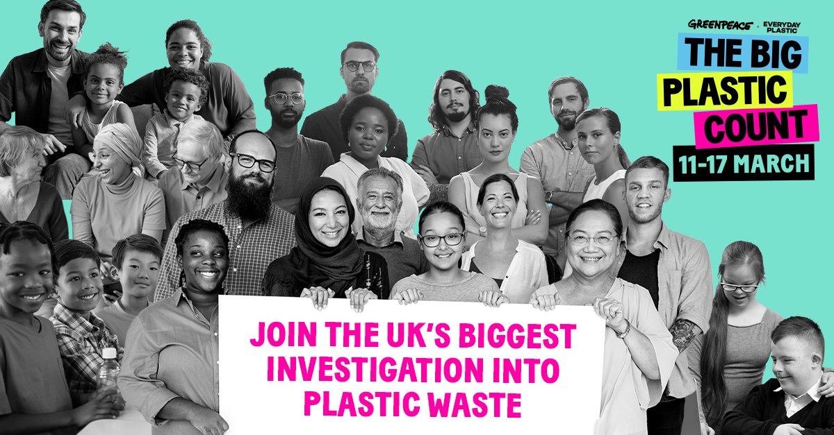 💪Join over 61K people counting their plastic for one week: 11th-17th March. Collect evidence to convince UK ministers to lead the way at the global talks that could finally phase out plastic pollution for good. 👇️GET INVOLVED👇️ thebigplasticcount.com/sign-up