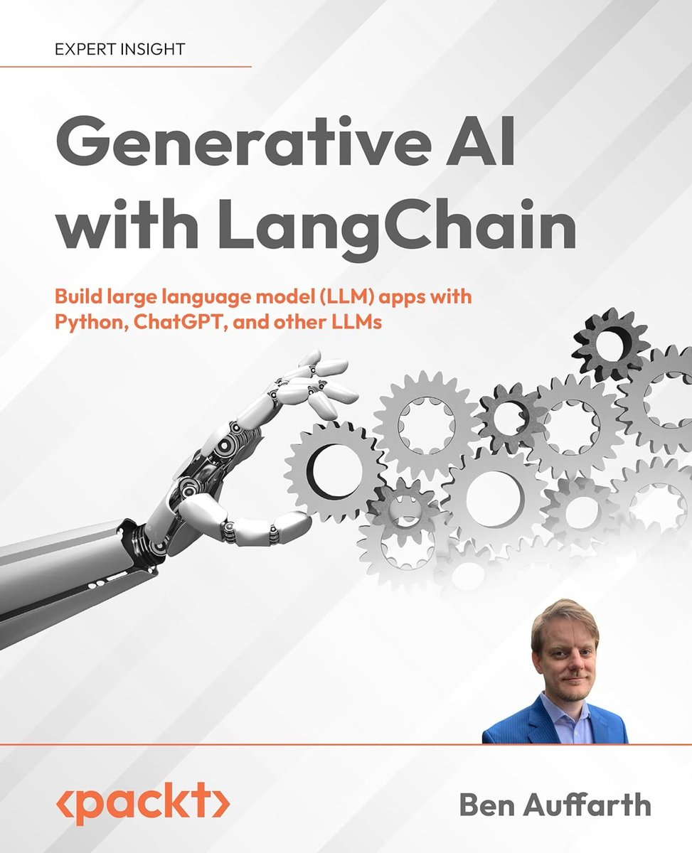 [New Book!] #GenerativeAI with #LangChain — Build Large Language Model (LLM) apps with #Python, ChatGPT, and other #LLMs: amzn.to/3tiDk60 by @benji1a via @PacktPublishing ————— #AI #DeepLearning #MachineLearning #NLProc #GPT4 #Chatbot #DataScientists #Coding #DataScience