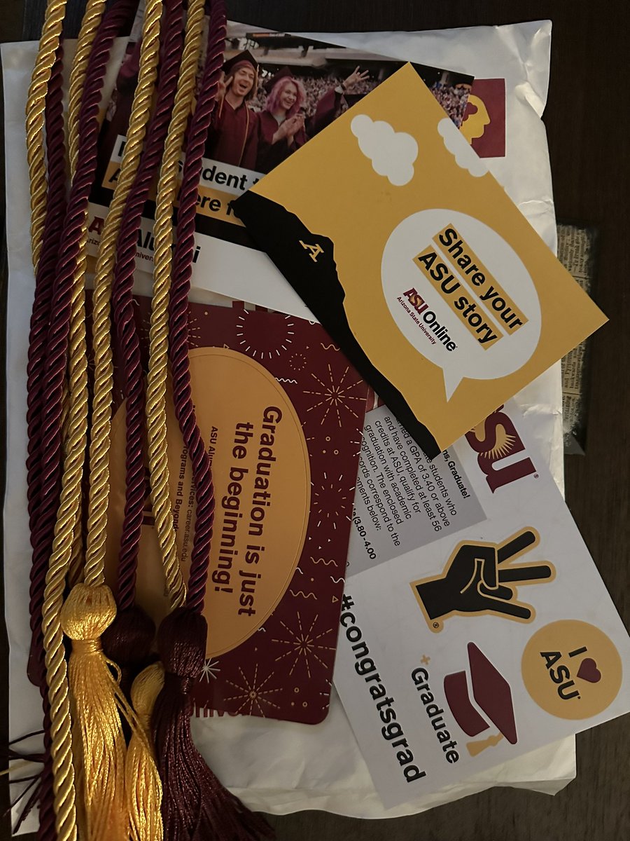 Thank you @ASU for my package I received in the mail today! 60 more days left #ForksUp #ASU #congratsgrad