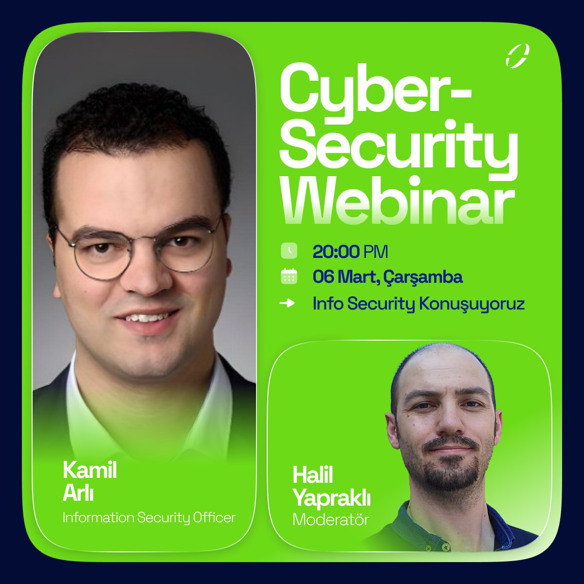 🛡 6 Mart Çarşamba günü Saat: 20:00 (CET) 'de düzenleyeceğimiz "Info Security: Bilgi Güvenliği" konulu webinarımıza katılın.

🤵🏻‍♂️Uzman konuşmacılarımız eşliğinde, bilgi teknolojilerindeki en güncel stratejileri tartışacağız. 

bit.ly/4a0j9Jo