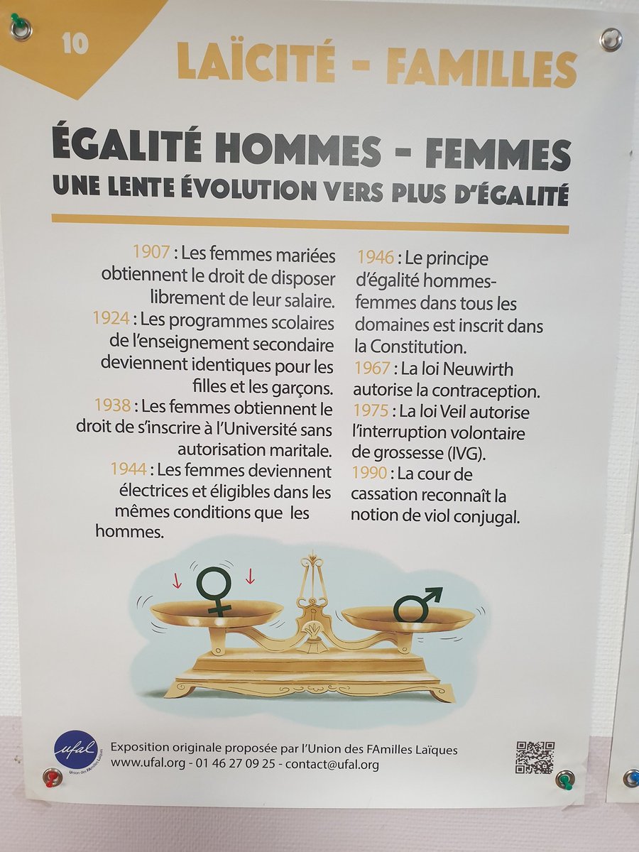 MichelNeveu6's tweet photo. #Laval Exposition à la MQ #LavalNord qui retrace l'histoire tourmentée de la #laïcité 
autour de différents thèmes comme:
✅ Le combat pour la République 
✅ La séparation de l'Église et de l'État 
✅ La loi de 1905
Atelier pédagogique proposé aux plus jeunes.
@Ufal_laval https://t.co/wJCDAv1sKj