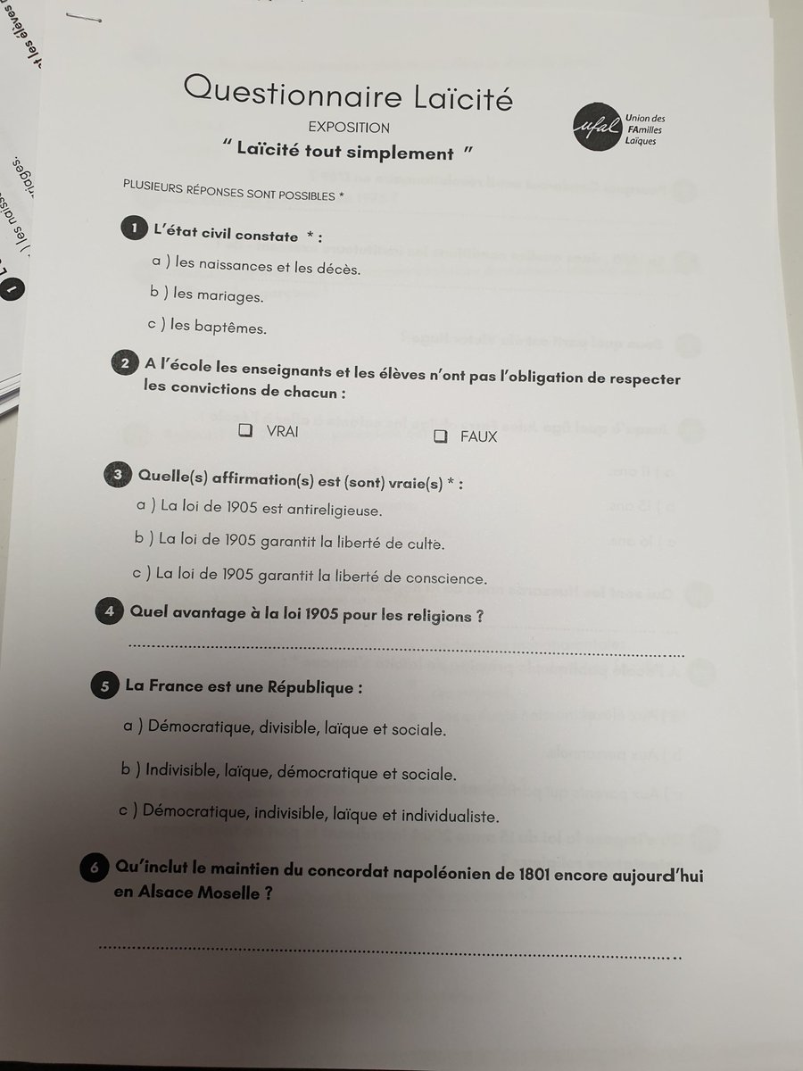 MichelNeveu6's tweet photo. #Laval Exposition à la MQ #LavalNord qui retrace l'histoire tourmentée de la #laïcité 
autour de différents thèmes comme:
✅ Le combat pour la République 
✅ La séparation de l'Église et de l'État 
✅ La loi de 1905
Atelier pédagogique proposé aux plus jeunes.
@Ufal_laval https://t.co/wJCDAv1sKj