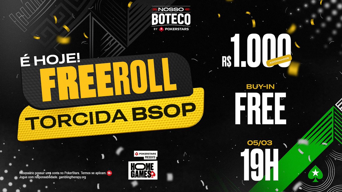 RafaelMoraesGM's tweet photo. Fala galera!
Hoje às 19h tem freeroll no Nosso Boteco com R$ 1000 adicionados à premiação. E ao mesmo tempo vai estar rolando a transmissão do Main Event do #BSOPSP no YouTube oficial do BSOP!
Para participar só precisa ter cadastro no Nosso Boteco e na GamersWallet.
➡️https://t.co/LcP105nIiU