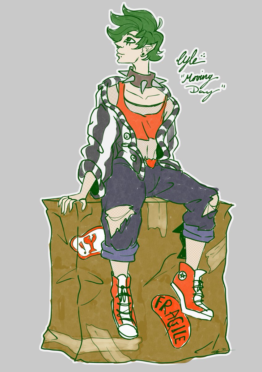 Aden_m_iles's tweet photo. MOVING DAY 
With all the stress of the new house happening, I haven't had much time to sit down and do any art. Have a small sketch of my boi Lyle sitting on a moving box. https://t.co/v9cPAOIiEw