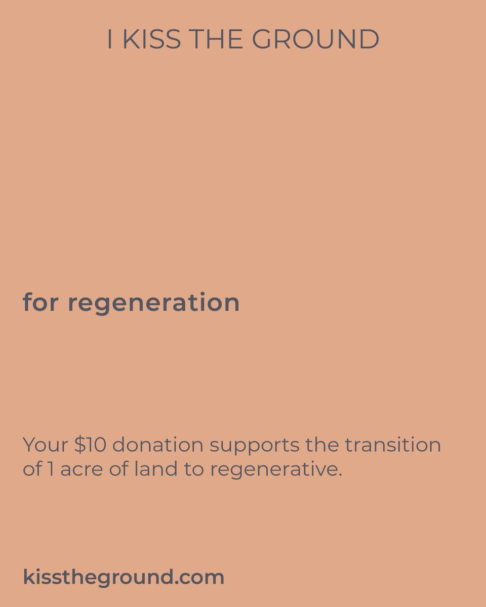 Did you know that animals raised regeneratively are found to be healthier due to lower stress levels, less disease, and a higher functional capacity? Learn how your $10 donation supports the transition of 1 acre to regenerative kisstheground.com/i-kiss-the-gro… #ikisstheground