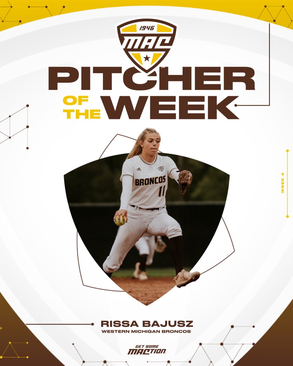 This past weekend, Western Michigan's @rissabajusz posted 34 strikeouts in 18 innings pitched for a 1.89 strikeouts-per-inning average. Rissa helped WMU earn 2 wins this past week and saw 12 strikeouts in her outing against Quinnipiac. During her 12-strikeout performance she…