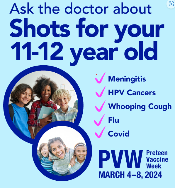 ParkTreeCHC's tweet photo. Help keep your preteen safe and immune system strong! 💪🦠Let's  give them the best defense against preventable diseases and keep them on the  path to a healthy future. ❤️#PreteenVaxCA #HealthyKids #StayUpToDate https://t.co/n1MOtHan8E