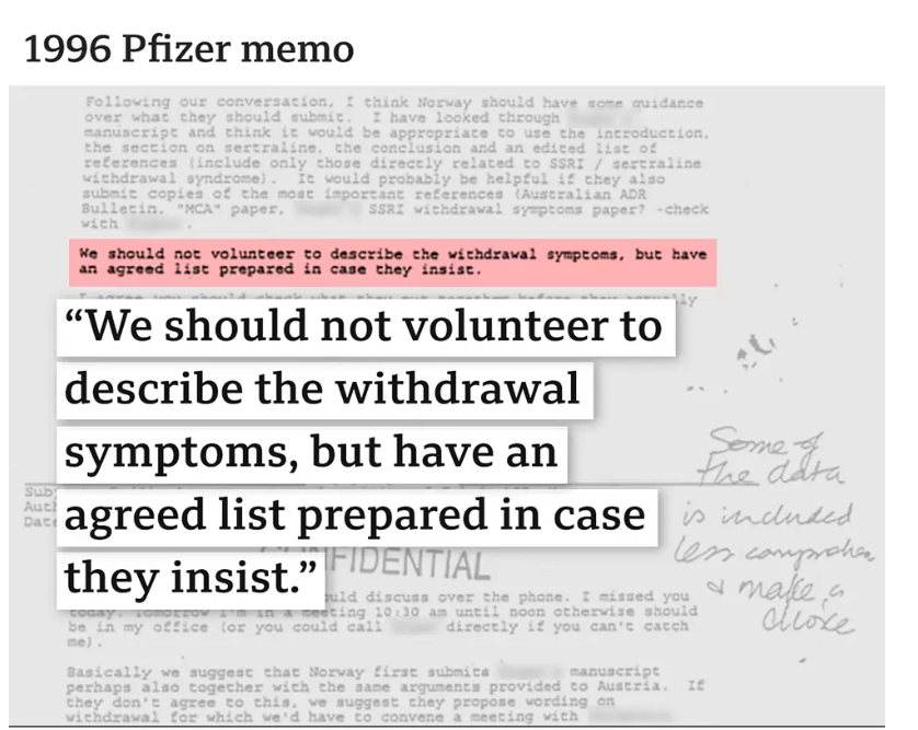TomPlender's tweet photo. Pfizer knew about anti depressant withdrawal and chose to bury it as it would harm sales. Thousands, including myself given the wrong advice and severely harmed by withdrawal, it nearly cost me my life. Yet have Pfizer been held to account? Is there any support for withdrawal? https://t.co/YdFVxLdQd1