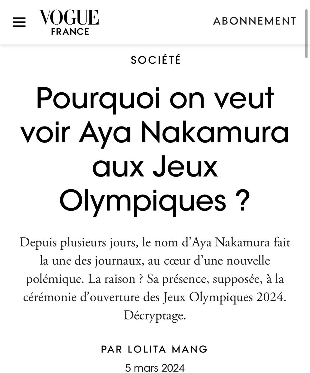 Vogue France apporte son soutien à Aya Nakamura ❤️‍🔥#SoutienAyaNakamura 🔗 vogue.fr/article/aya-na…