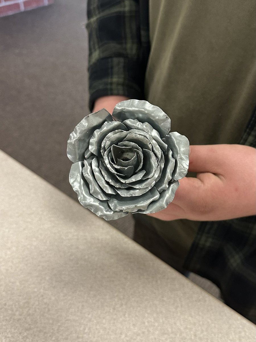 A sheet metal rose fabricated and welded by one of our students in Mr. Peterson’s Welding Technology program! 🌹 #careerpathways