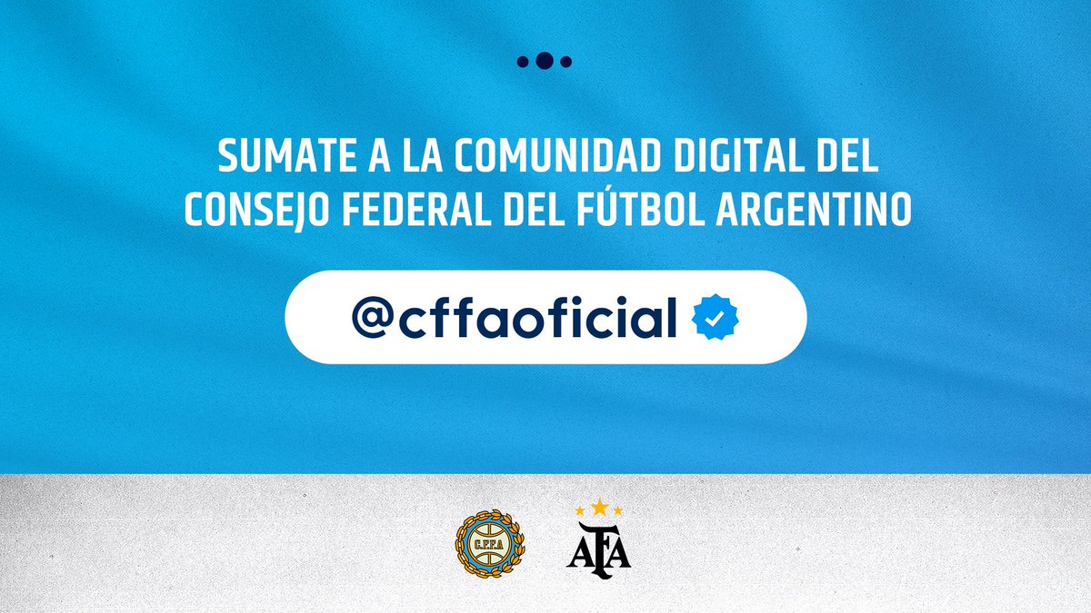 ¡Sumate a la comunidad digital del Consejo Federal del Fútbol Argentino! 🤳

✅ <a href="/cffaoficial/">Consejo Federal del Fútbol Argentino</a> en Instagram, Facebook (Meta) y ahora también en X (Twitter)