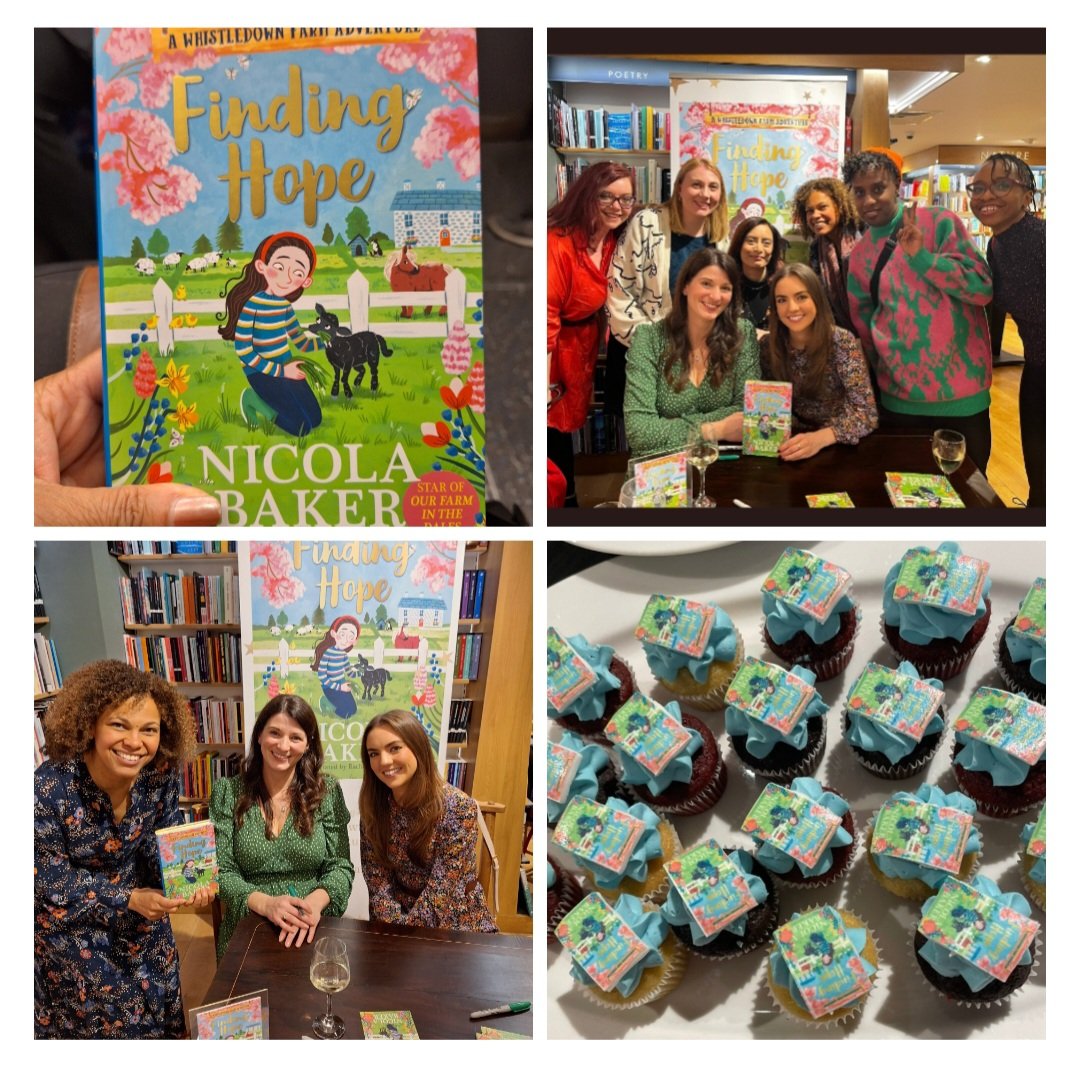 A wonderful launch @HSKWaterstones celebrating #FindingHope by @nicolabaker illus. by @RachaelADean 😍🐑💖! Also caught up with fellow 2024 debuts @jesspopps, @ramzee, @FarrahRiaz, @Kenechiudogu, @agenesmonodaze, @clareharlow who get 📸 credits too. #debuts24 @simonandschuster