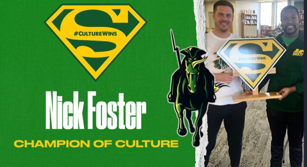 Patrick Grant recognized Nick Foster today as our Shawnee Mission South March 🏆CHAMPION of CULTURE🏆! #RaiderPride🔰 #CultureWins