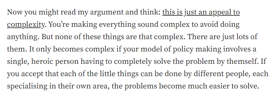 ACJSissons's tweet photo. 4) People might read my argument as an appeal to complexity, but I don't think it is. 
These things aren't complex, there's just lots of them. https://t.co/GQbnF69chA
