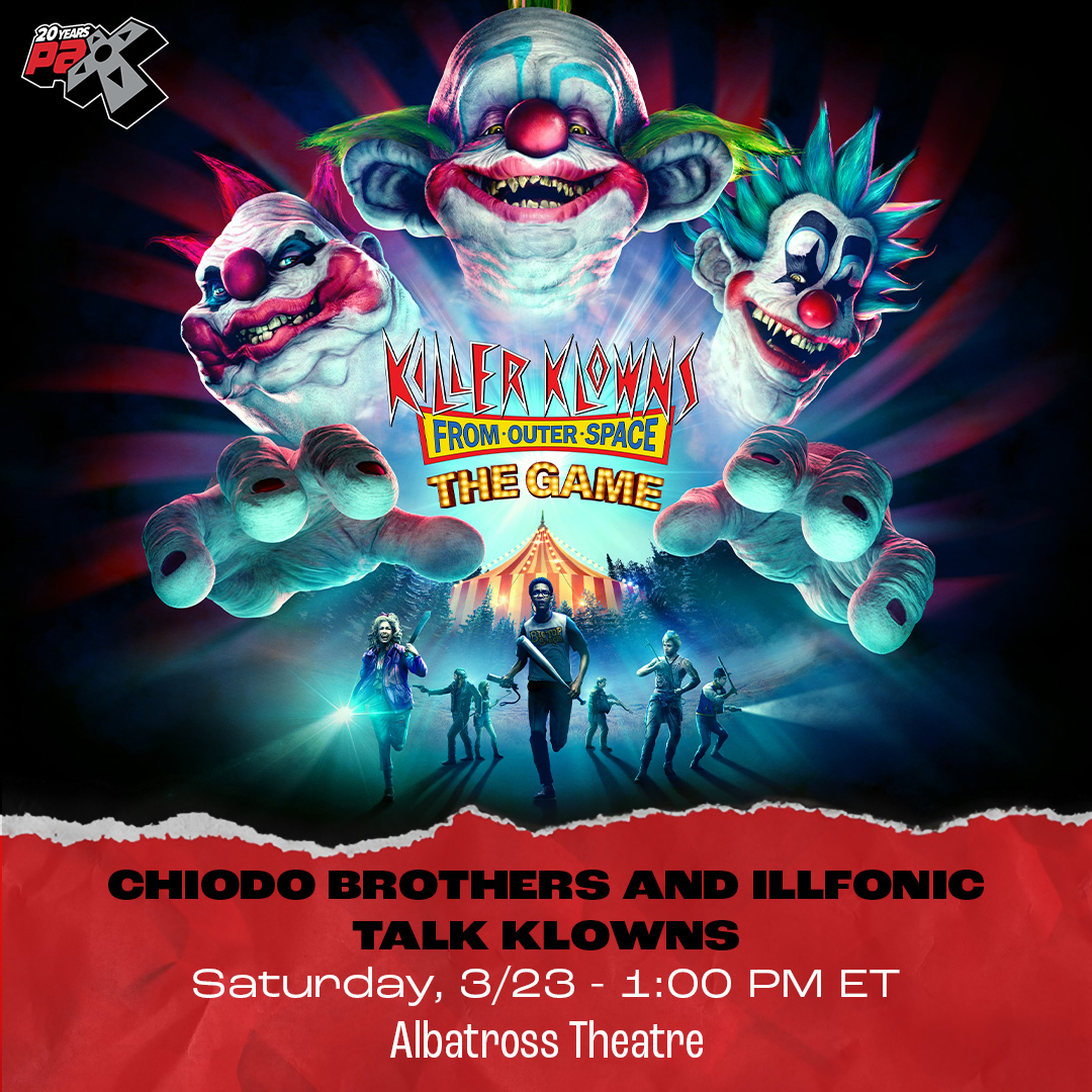 PAX (@pax) on Twitter photo Catch <a href="/klownsthegame/">Killer Klowns From Outer Space: The Game</a> at #PAXEast 2024 when the <a href="/ChiodoBros/">Chiodo Bros. Prods</a> and <a href="/IllFonic/">IllFonic</a> take the Albatross Theatre to discuss their new game! Learn more at PAXEast24.com/Klowns. Catch <a href="/klownsthegame/">Killer Klowns From Outer Space: The Game</a> at #PAXEast 2024 when the <a href="/ChiodoBros/">Chiodo Bros. Prods</a> and <a href="/IllFonic/">IllFonic</a> take the Albatross Theatre to discuss their new game! Learn more at PAXEast24.com/Klowns.