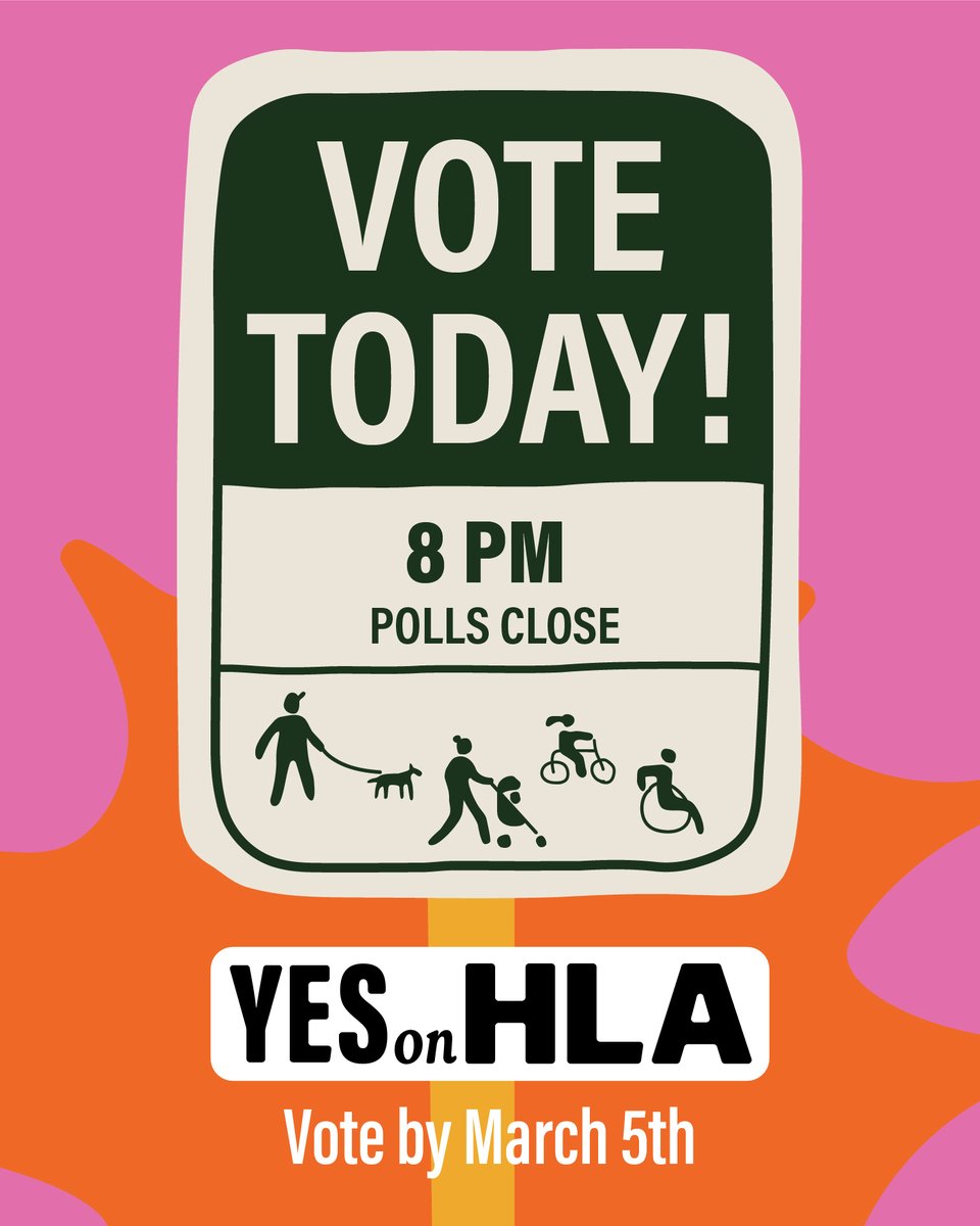 healthystreetla's tweet photo. Today is the last day to vote for our once in a lifetime initiative. Polls close at 8pm. 

✨ you can still mail your ballot
✨ you can drop it in a ballot drop box or go to a voting center - locations at https://t.co/auDdMIumAx
✨ register to vote at voting centers w/ state ID https://t.co/I0rZFfD7Gg