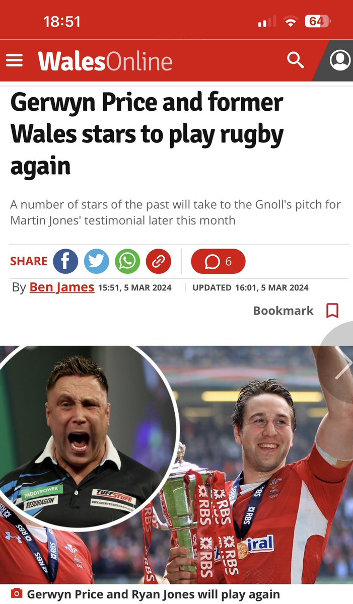 Sorry to break it to you @WalesOnline, although super supportive of the game for Spacey (which will be awesome) it’s a different Ryan Jones on the team sheet - undoubtedly better than me anyway!!