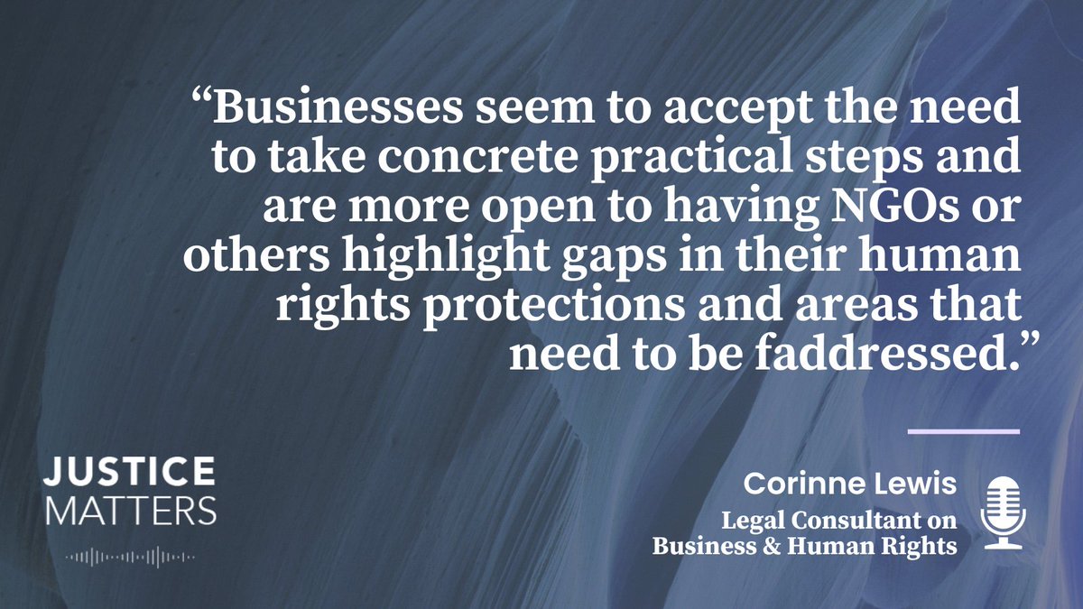 In a recent episode of Justice Matters, co-host @AmintaOssom spoke with Robert McCorquodale (@InclusiveLaw) and Corinne Lewis about the latest United Nations Forum on Business and Human Rights: bit.ly/3OKfBTM