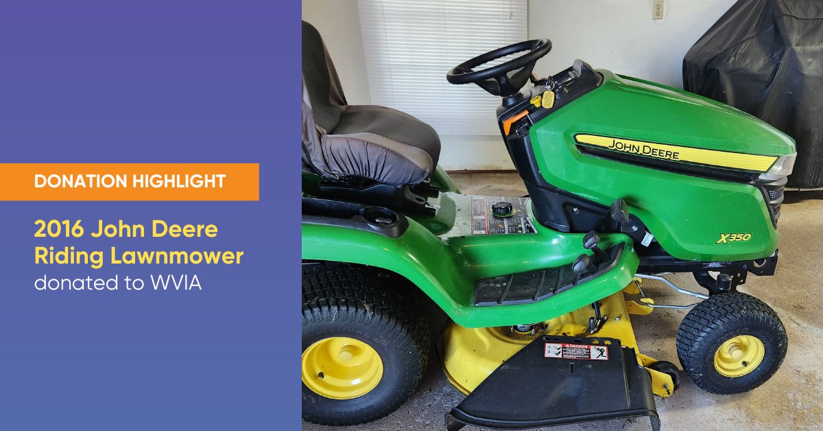 Did you know we accept unique vehicle donations like this 2016 John Deere Riding Lawnmower that was given to @WVIATVFM? Visit our website to learn more about all the different types of vehicles you can donate. ecs.page.link/EGx2A #CARS4Good