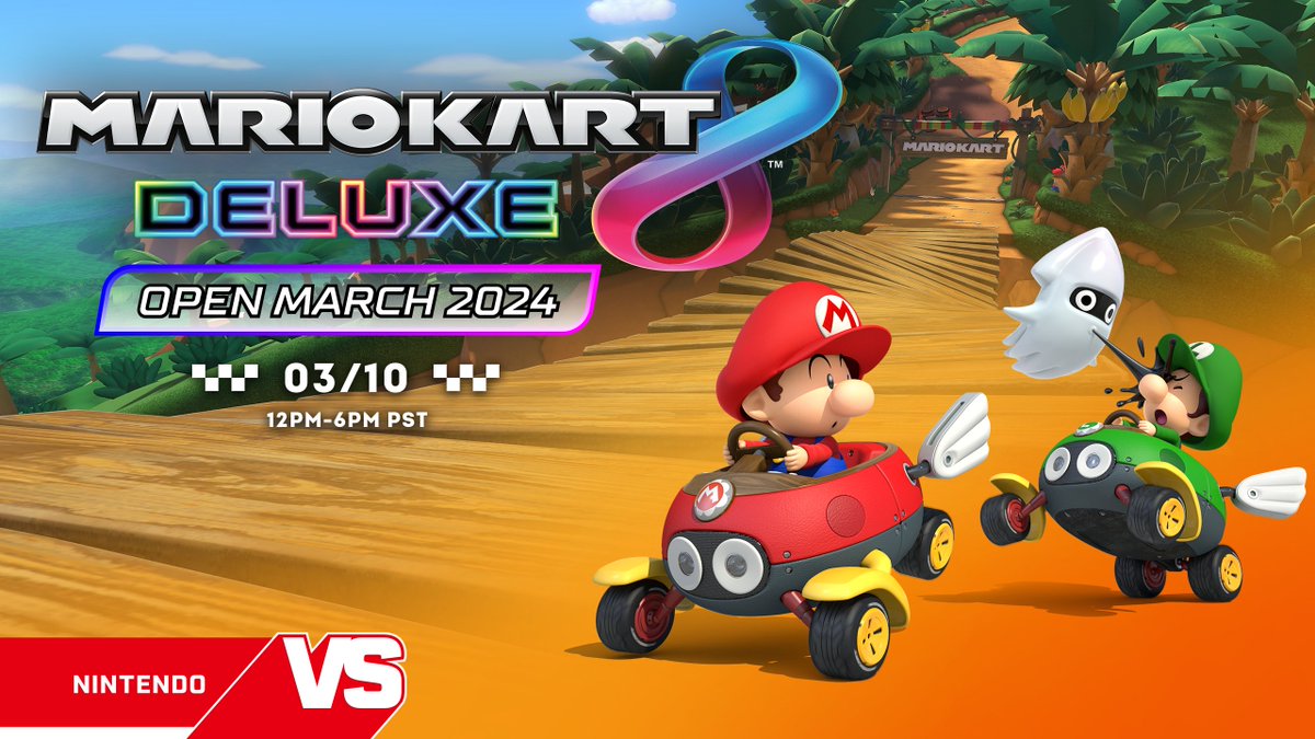 Racers, ready your karts! To celebrate #Mar10Day, we're having the #MarioKart 8 Deluxe Open March 2024 on 3/10 from 12pm-6pm PT! The Top 310 players will receive 1000 My Nintendo Gold Points each. More details here: ninten.do/6011cZXcB