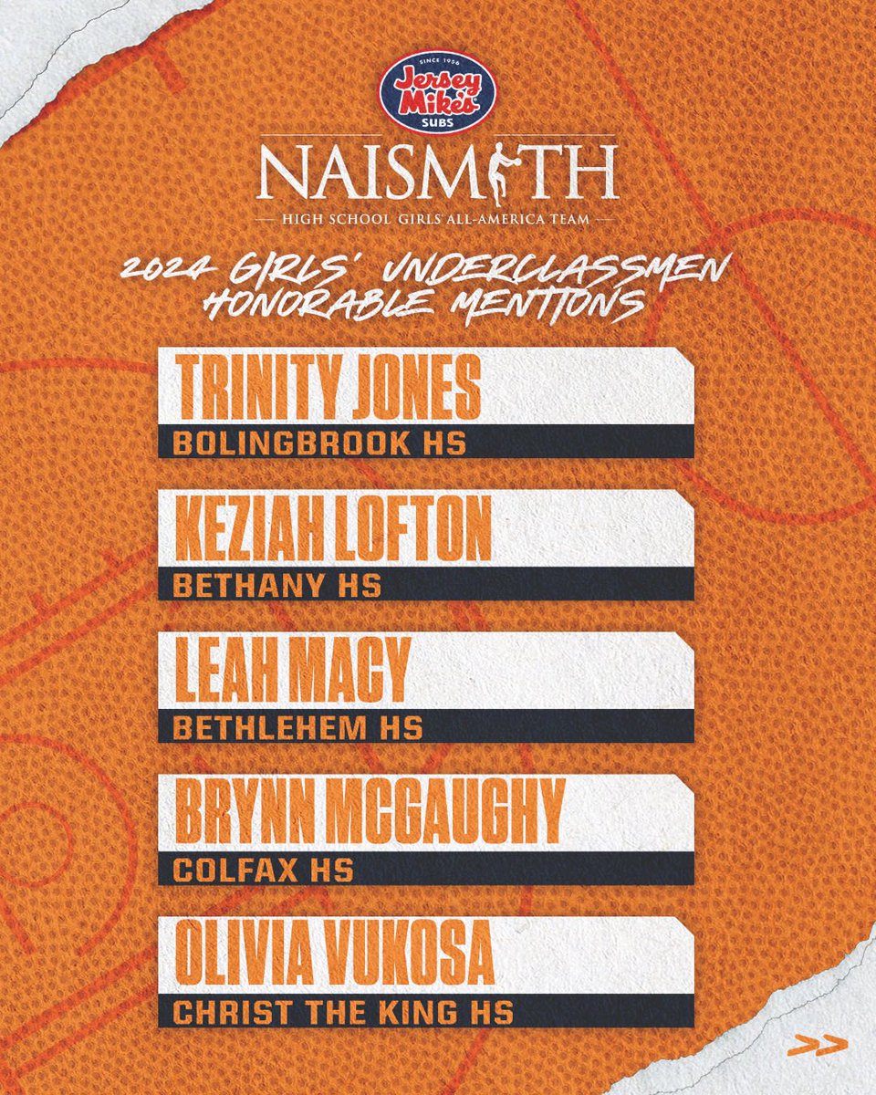 Stars of the future 💫 Check out our @jerseymikes Naismith Girls’ HS Underclassmen All-America Honorable Mentions👏
