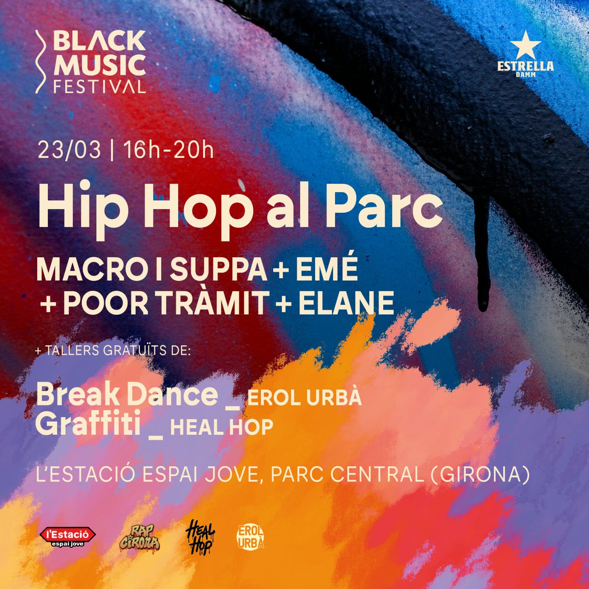 Tothom hi està convidat! El Hip Hop és per tothom, i si no, vine a #estacioespaijove el dia 23 i ho veus. Esperem a famílies senceres amb ganes de passar-ho bé i de gaudir de la millor música urbana de la nostra terra. #blackmusicfestival #hiphopalparc #breakdance #grafitti
