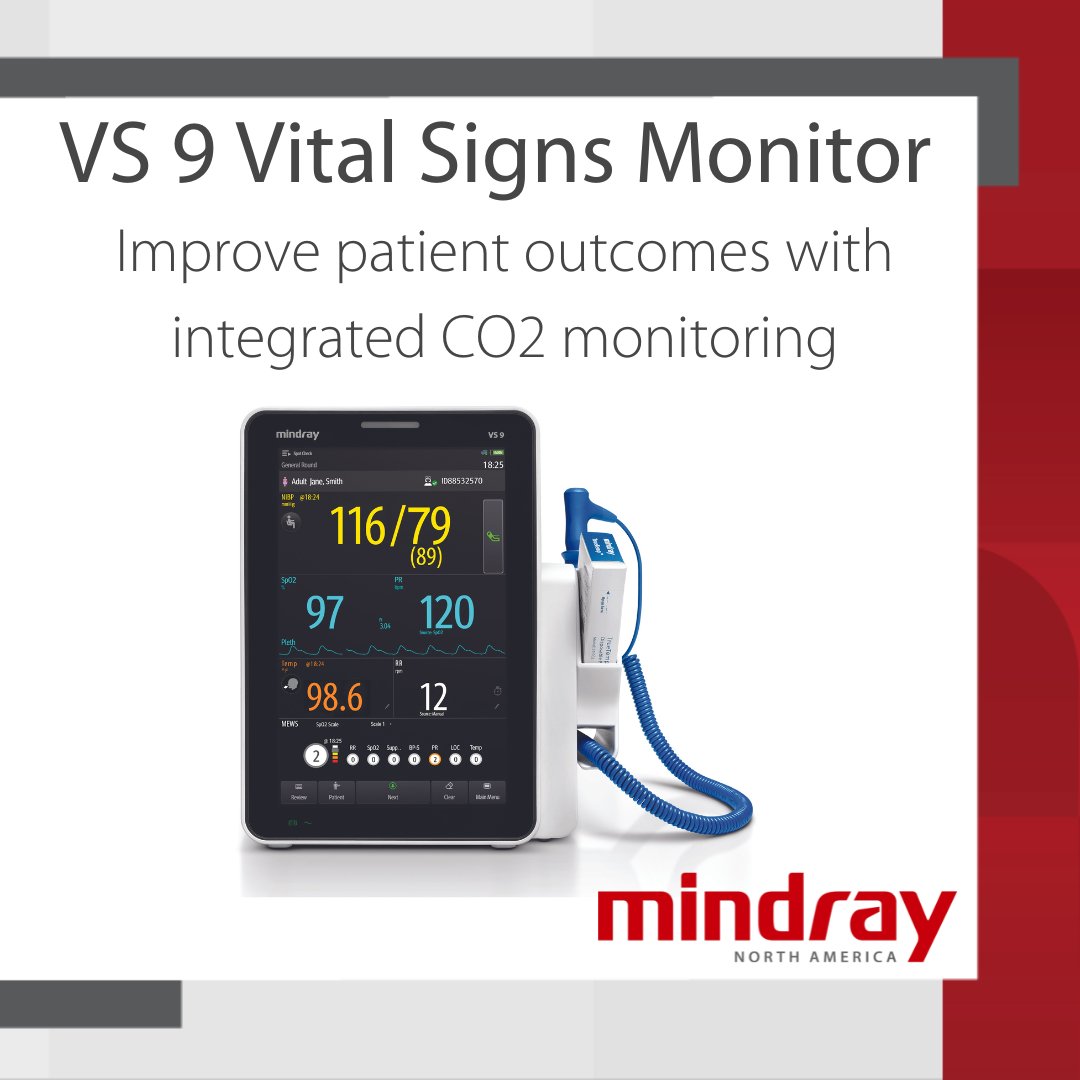 The VS 9  enables clinicians to continuously monitor a patient’s ventilation status. With integrated CO2 monitoring, the VS 9 helps clinicians to detect signs of respiratory stress leading to rapid medical intervention and improved patient outcomes.  ow.ly/vVSW50PqksP