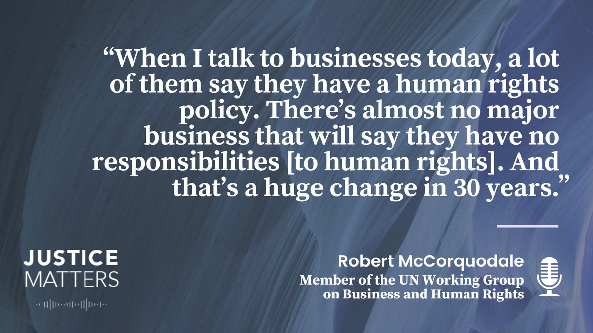 In a recent episode of Justice Matters, co-host @AmintaOssom spoke with Robert McCorquodale (@InclusiveLaw) and Corinne Lewis about the latest United Nations Forum on Business and Human Rights: bit.ly/3OKfBTM