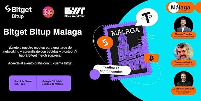 PRESENCIAL GRATUITO: BITGET MÁLAGA BIT UP, con la presencia de nuestro CEO, Manolo Torroba.

👉 Bitget. Trading Inteligente
📍 C. O.  de Médicos de Málaga (Calle Curtidores 1)
📆 Jueves 7 de marzo a las 18:00 h.
➡️ Reserva tu entrada aquí, son limitadas: bit.ly/49RGflF