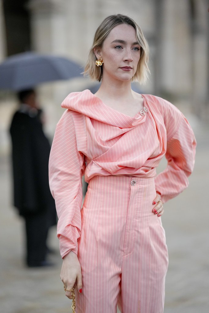 Saoirse Ronan at Louis Vuitton show in Paris today. #PFW #LVFW24