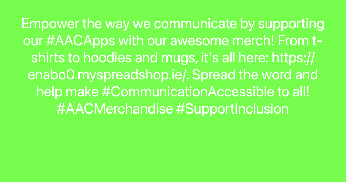 enaboapps's tweet image. Empower the way we communicate by supporting our #AACApps with our awesome merch! From t-shirts to hoodies and mugs, it&apos;s all here: ayr.app/l/J7iE/. Spread the word and help make #CommunicationAccessible to all! #AACMerchandise #SupportInclusion