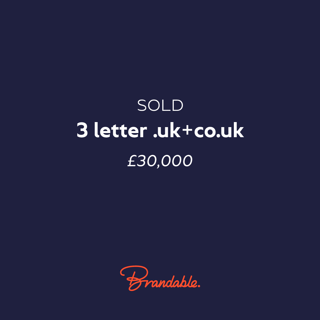 brandabledotuk's tweet photo. 💥 SOLD
🌐 3 letter uk + https://t.co/5rNTF92kJk
🤑 £30,000

Congratulations to buyer and seller

#brandable #domainsale #nominet #ukdomains https://t.co/GxaZMMsqGv