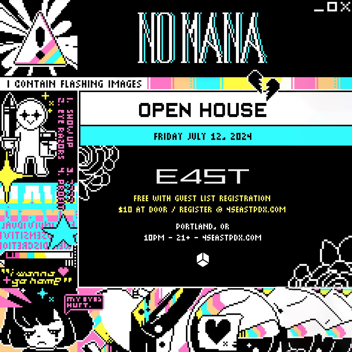 A pixelated paradise awaits! 👾 @ihavenomanas will be joining us at the club for an OPEN HOUSE party on Friday, July 12th! 🔥 Sign up on the guest list for free entry before midnight, otherwise tickets will be $10 at the door. Guest list opens Thursday at 10AM! 🔊🎶🙌🏽