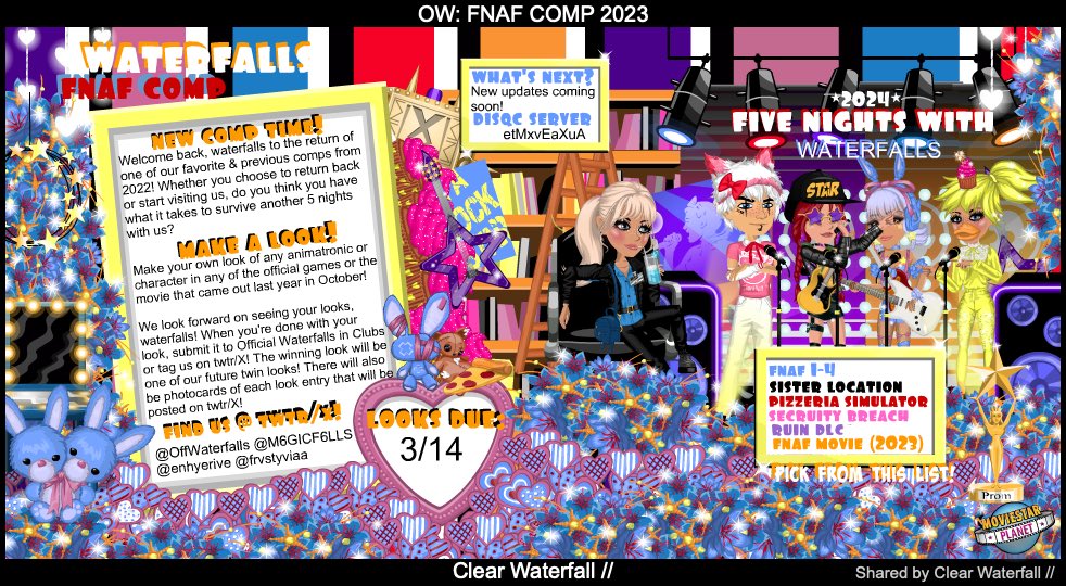 OffWaterfalls's tweet photo. We’re so glad to have you back for another 5 nights with waterfalls with our new look comp! Did you miss us? 🤭 If you need help with your look entry, feel free to ask any of the leaders or mains for help, superstars! ⭐️✨

🇺🇸: Clear Waterfall //
— Due: 3/14 https://t.co/QwHReuzttN