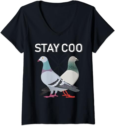 amazon.com/dp/B09RGQ3Q4Z Cool Pigeon Bird Animal Lover men women kids tees Womens Stay Coo - Cool Pigeon Bird Great Gift V-Neck T-Shirt