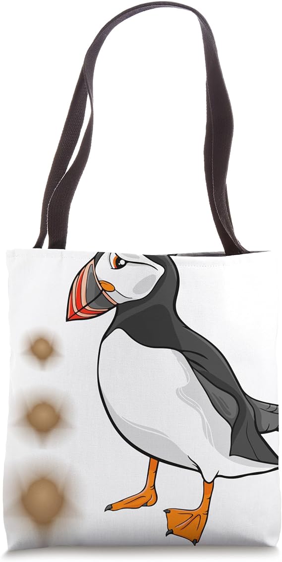 amazon.com/dp/B08QG7CCDV Visit the Puffin Birds Lover Gift Store Funny Natural Puffin Birds Animal Love Design Great Gift Tote Bag