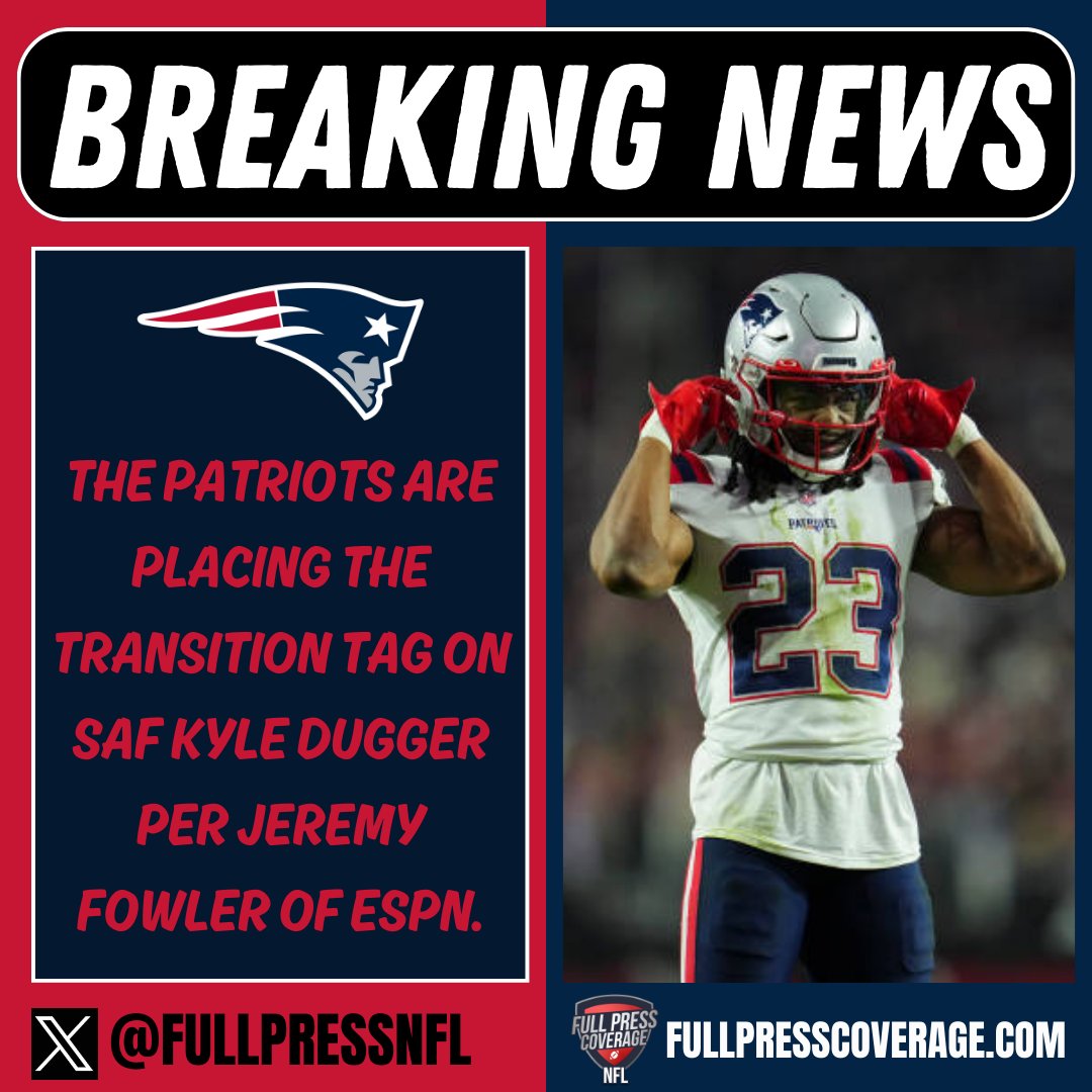 FullPressNFL's tweet photo. The Patriots opt for the transition tag over the franchise tag for Dugger.

This means if he were to play on the transition tag ($13.8 million), it would cost less than the franchise tag for New England.

Patriots can match any outside offers, but if they choose not to, they do not receive any draft pick compensation in return.

#Patriots #FPC #NFL #NFLTwitter