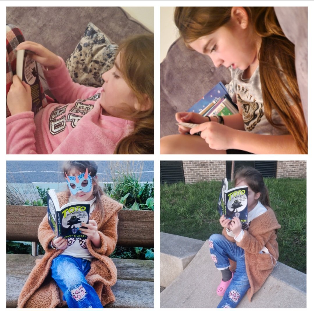 LeeSmillie2's tweet image. L-R loving her new book 🐈‍⬛ 
&quot; Toto The Ninja Cat And The Great Escape &quot; By Dermot O&apos;Leary @ClydePrimary
#WorldBookWeek